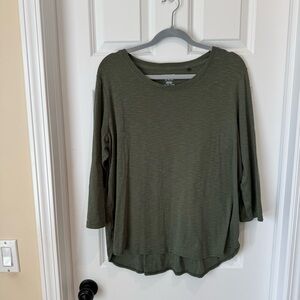Kirkland Signature Women's 3/4 Sleeve Tee Shirt Top, Green, XL‎
